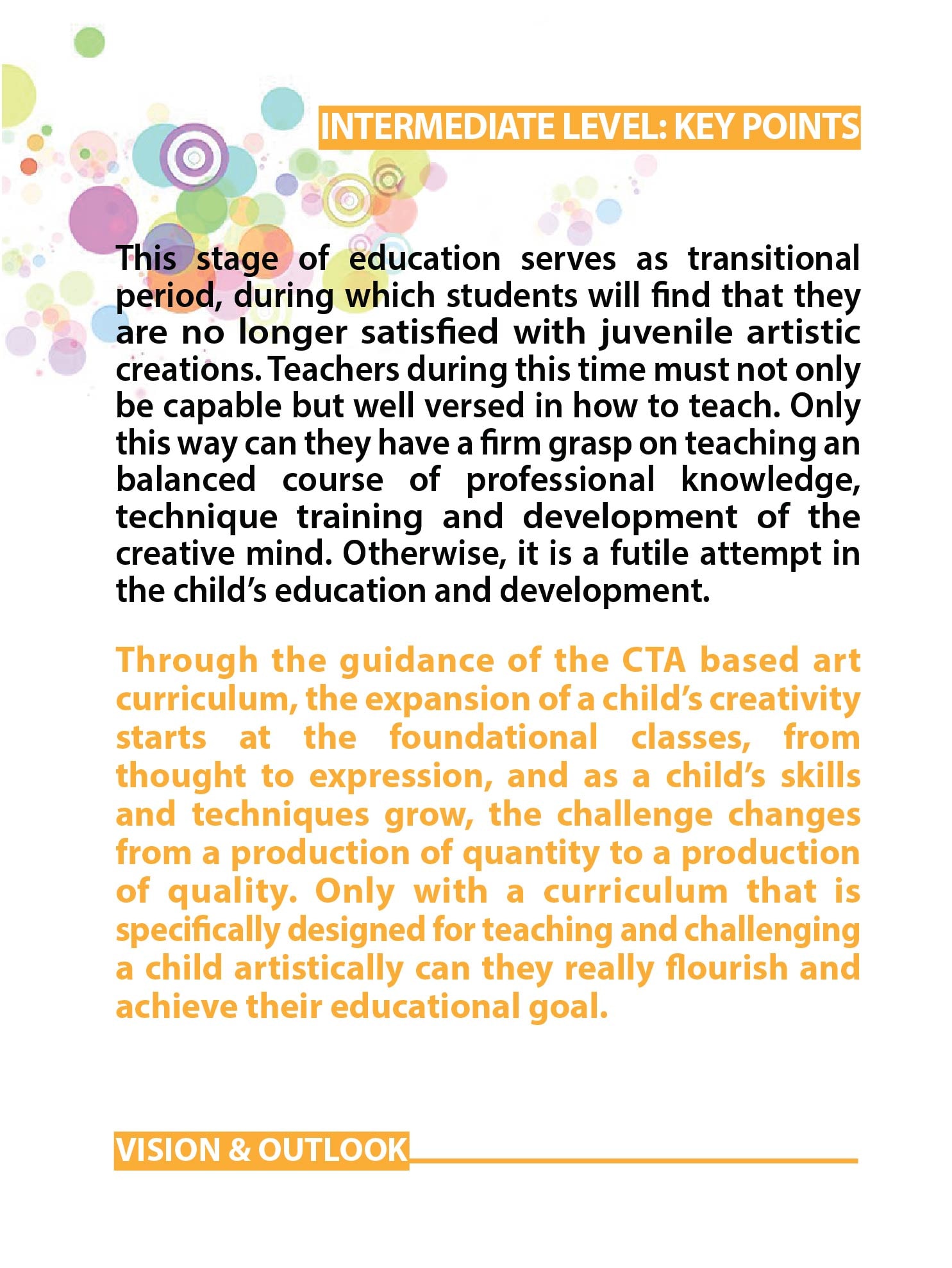 Intermediate Level: Key Points — Young Artists program (English)