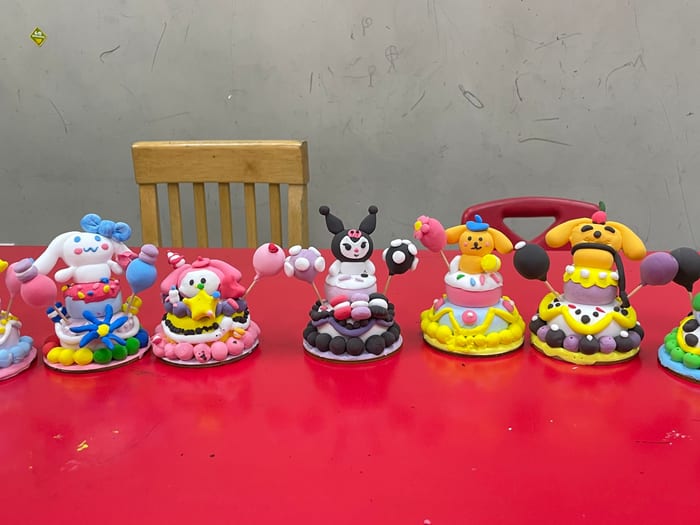 Finished clay artworks on display